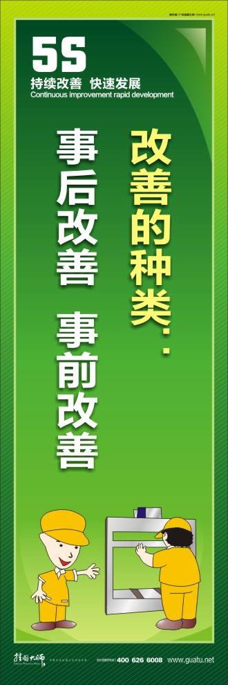 推行5s標(biāo)語 改善的種類：事后改善  事前改善