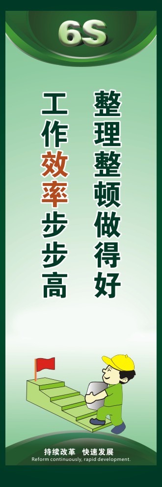 6s現(xiàn)場標(biāo)語 整理整頓做得好工作效率步步高