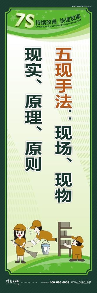 7s管理圖片 五現(xiàn)手法：現(xiàn)場、現(xiàn)物、現(xiàn)實、原理、原則