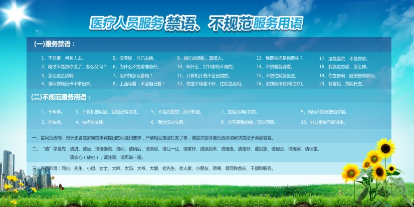 醫(yī)院文明用語(yǔ) 醫(yī)院文明服務(wù)用語(yǔ) 文明服務(wù)制度 醫(yī)療人員禁語(yǔ)、不規(guī)范服務(wù)用語(yǔ)